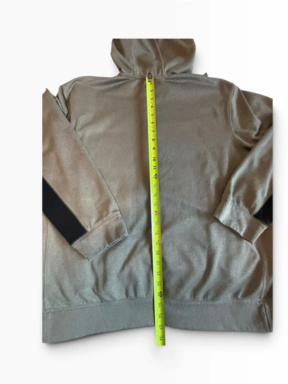 Nike Men's Light Gray Hoodie with Black Swoosh and Panels
